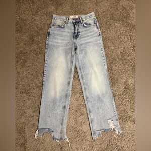 We The Free Light Blue Straight Leg Jeans Distressed Ankle Size 24